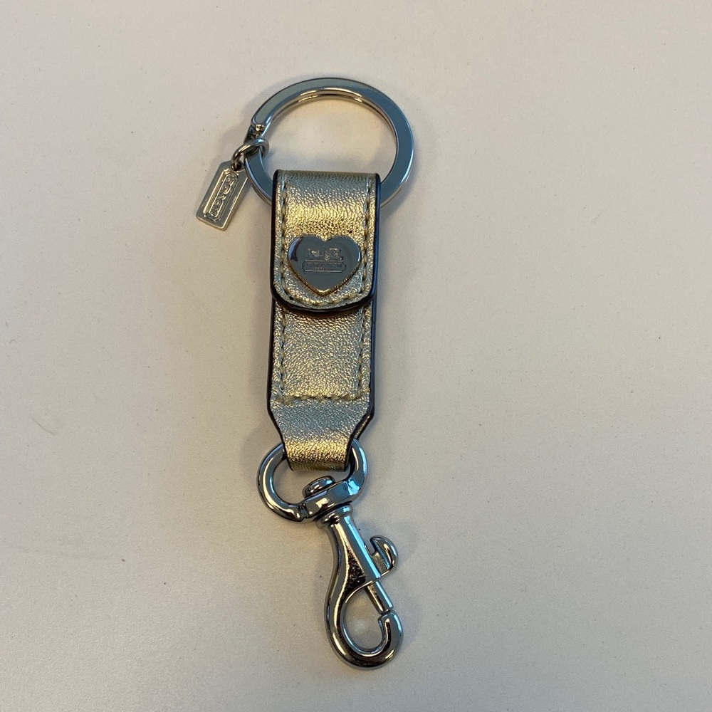Coach Metallic Heart Key Ring Keychain